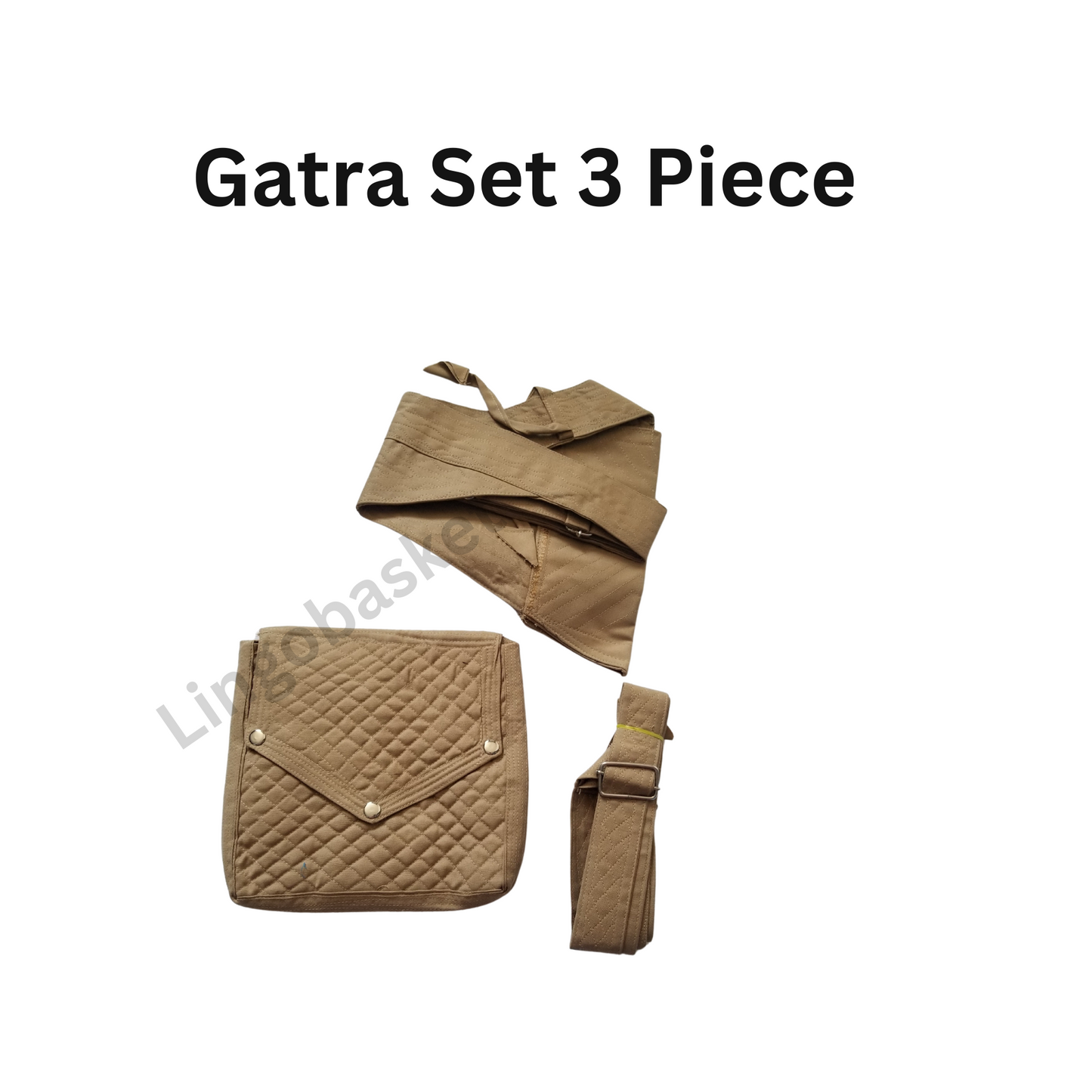 Beige Colour Beautiful finished gatras and khajana.
It has gatra for big kirpan and small kirpan.