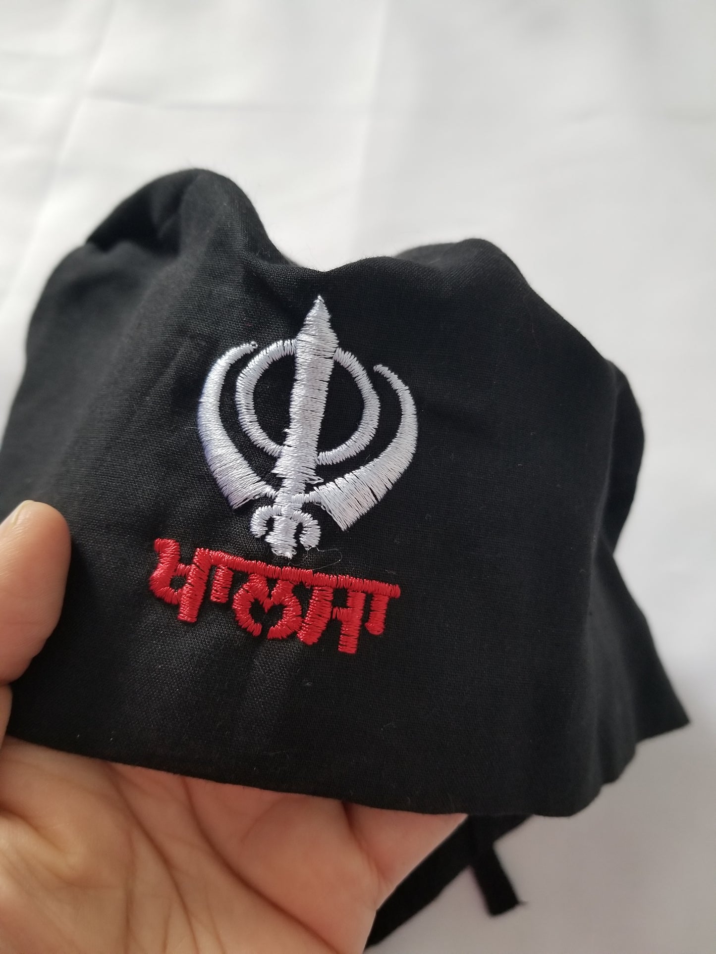 Adult Patka Black Colour with White khanda