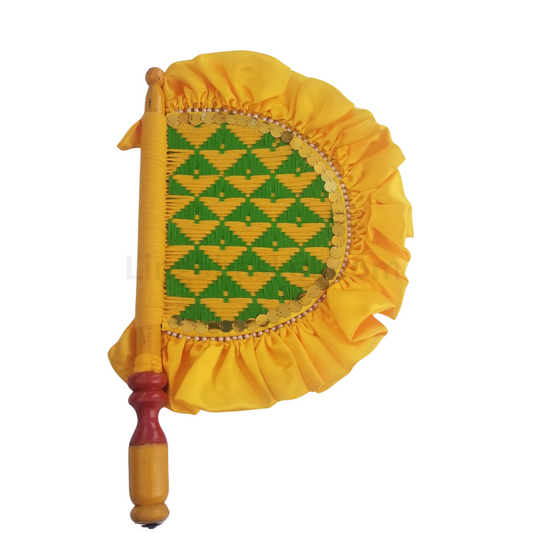 Pakhi / Handfan yellow Frill
