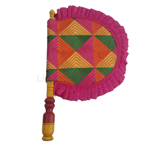 Pakhi / Handfan Pink Or Magenta Frill
