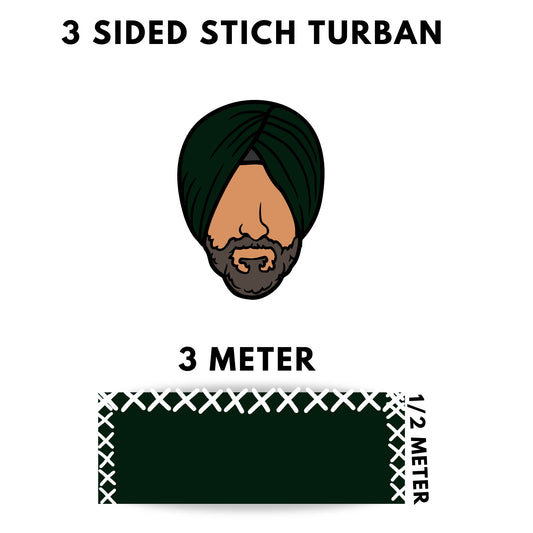 Turban 3 Meter / 3 Sided Stich Turban.