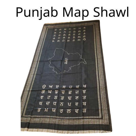 Shawl Punjab Map With Gurmukahi Aakhar On It