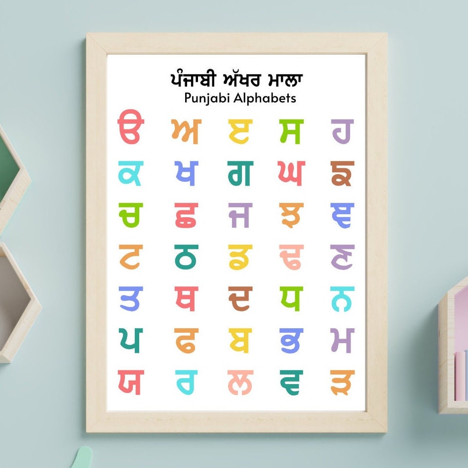 Set of 4 Punjabi (Gurmukhi) Alphabets Posters | Punjabi 35 Akhari Wall Decor Printable